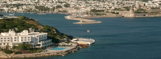 uitzicht op Bodrum marina en kasteel