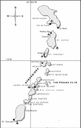 kaart Windward eilanden